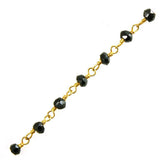 CHG-133-BS 18K Gold Overlay Beading & Extender Black Spinel Chain Beads Bali Designs Inc